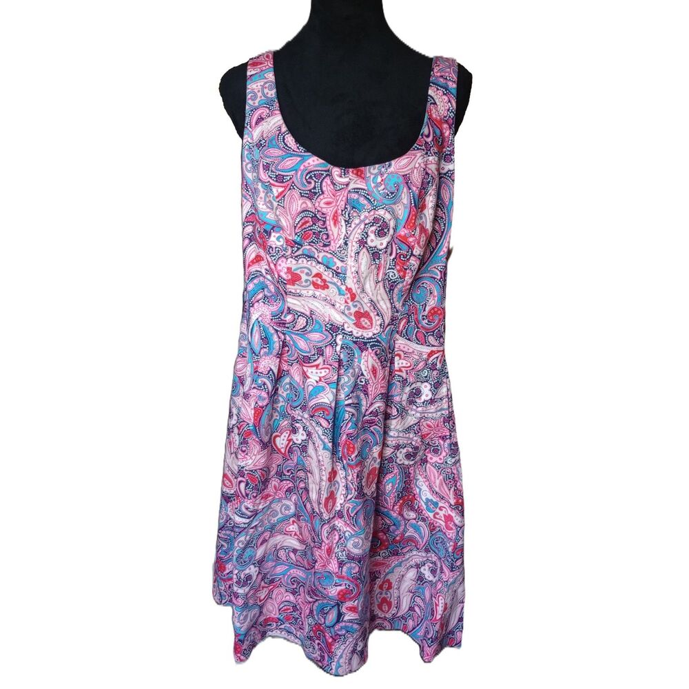 Black Label By Evan Picone Women's 14 Sleeveless Paisley Midi Dress